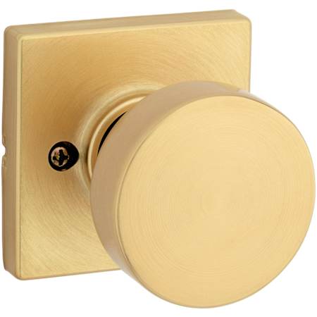 Kwikset Pismo Non-Turning One-Sided Dummy Door Knob with Square Rose Satin Brass