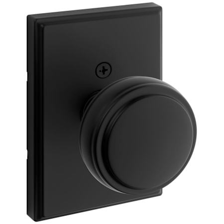 Kwikset Sora Non-Turning One-Sided Dummy Door Knob with Rectangle Rose Matte Black