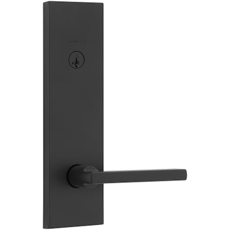 Kwikset Halifax Single Cylinder Keyed Entry Door Lever Set with Rectangle Rose Matte Black