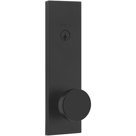 Kwikset Pismo Single Cylinder Keyed Entry Door Knob Set with Rectangle Rose Matte Black