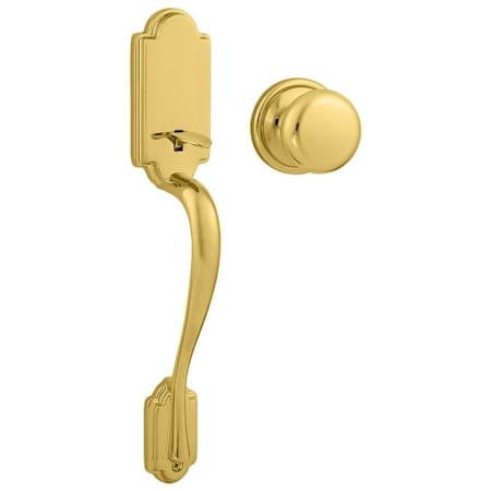 Kwikset Arlington Lower Handleset with Hancock Interior Knob for use with Kwikset Deadbolts Lifetime Polished Brass