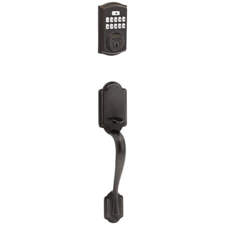 Kwikset Arlington Left Handed Sectional Electronic Keyless Entry Handleset with Tustin Interior Lever and SmartKey Venetian Bronze