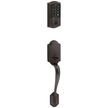Kwikset Arlington Left Handed Sectional Electronic Keyless Entry Handleset with Tustin Interior Lever and SmartKey Venetian Bronze