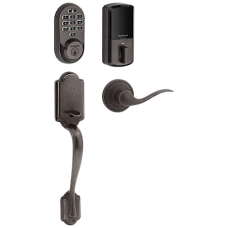 Kwikset 938 Halo Left Handed Electronic Keypad WiFi Enabled Deadbolt with Arlington Handleset and Tustin Interior Lever Combo Pack with SmartKey Venetian Bronze