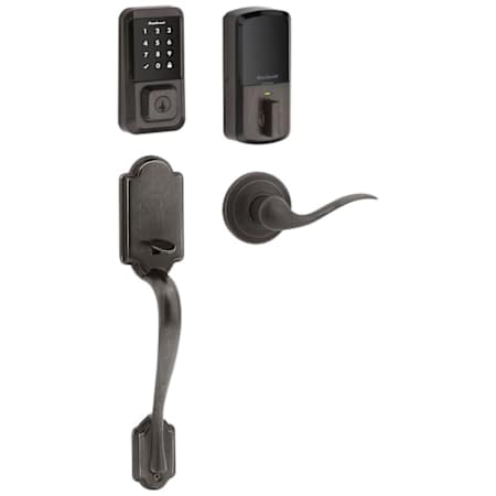 Kwikset 939 Halo Left Handed Electronic Touchscreen WiFi Enabled Deadbolt with Arlington Handleset and Tustin Interior Lever Combo Pack with SmartKey Venetian Bronze