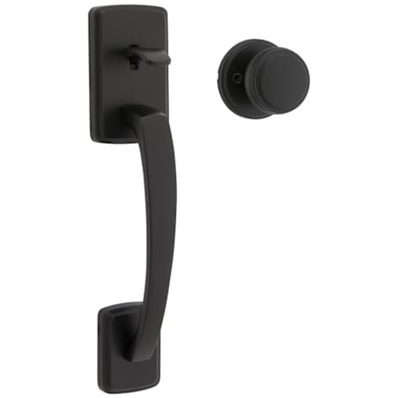 Kwikset Brentford Handleset Handle Only with Sora Interior Knob Matte Black