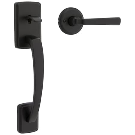 Kwikset Brentford Handleset Handle Only with Trafford Interior Lever Matte Black