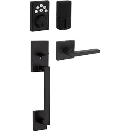 Kwikset San Clemente Sectional Keyless Entry Handleset with Halifax Interior Lever and SmartKey Matte Black