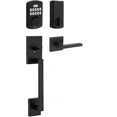 Kwikset San Clemente Sectional Keyless Entry Handleset with Halifax Interior Lever and SmartKey Matte Black