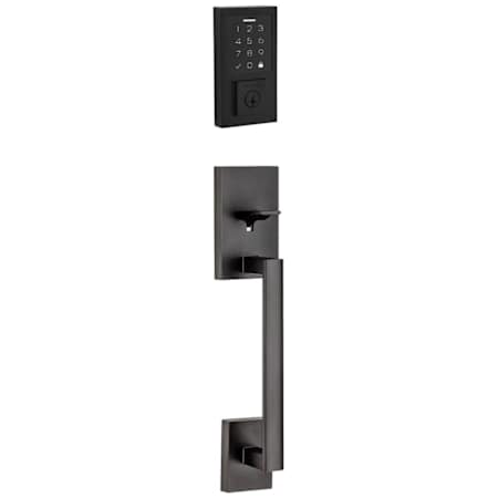 Kwikset San Clemente Sectional Electronic Keyless Entry Handleset with Halifax Interior Lever and SmartKey Matte Black
