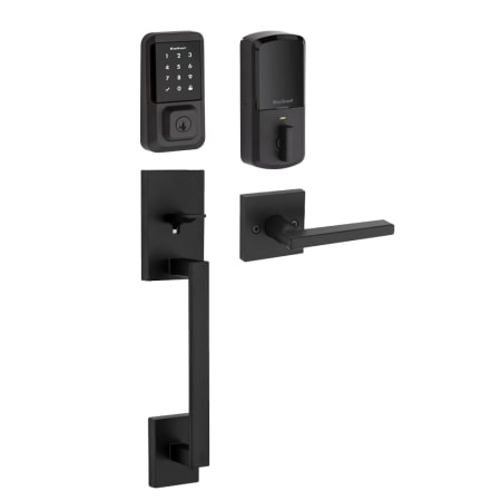 Kwikset San Clemente Sectional Electronic Keyless Entry Handleset with Halifax Interior Lever and SmartKey Iron Black