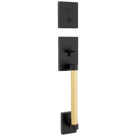 Kwikset Prava Sectional Single Cylinder Keyed Entry Exterior Pack Handleset with SmartKey Matte Black / Satin Brass