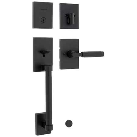 Kwikset Prava Sectional Single Cylinder Keyed Entry Handleset with Prava Interior Lever and SmartKey Matte Black