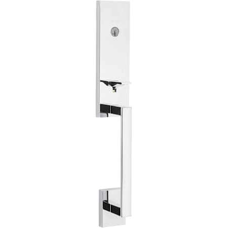 Kwikset Vancouver Single Cylinder Keyed Entry One Piece Exterior Handleset with SmartKey Technology Bright Chrome