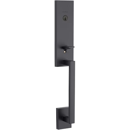 Kwikset Vancouver Single Cylinder Keyed Entry One Piece Exterior Handleset with SmartKey Technology Matte Black