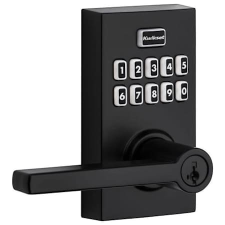 Kwikset Halifax SmartKey Single Cylinder Keypad Entry Door Lever Set Matte Black