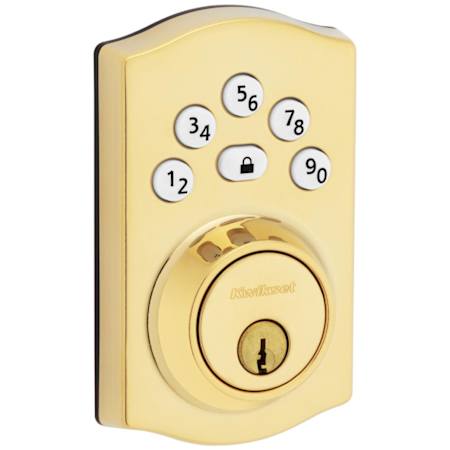 Kwikset Powerbolt 240 Traditional Single Cylinder Keyless Entry Deadbolt with 5-Button Keypad Lifetime Polished Brass