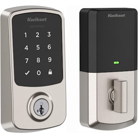 Kwikset Aura Single Cylinder Keyless Entry Touchscreen Deadbolt with Bluetooth Satin Nickel