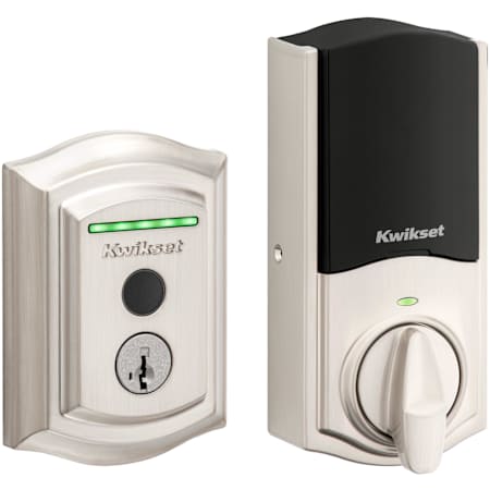 Kwikset Halo Traditional SmartKey Electronic Fingerprint Keyless Entry WiFi Enabled Deadbolt Satin Nickel