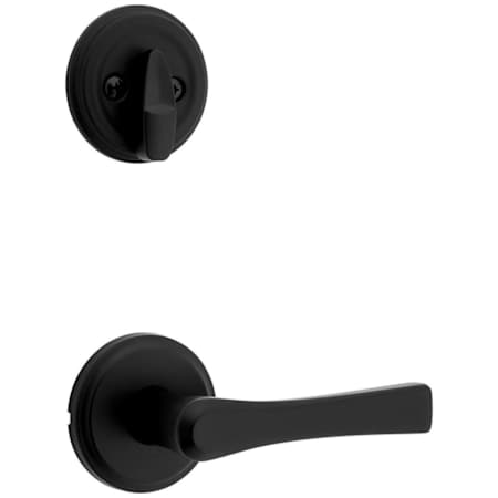 Kwikset Katella Lever Single Cylinder Interior Pack with Round Rose for Handlesets Matte Black