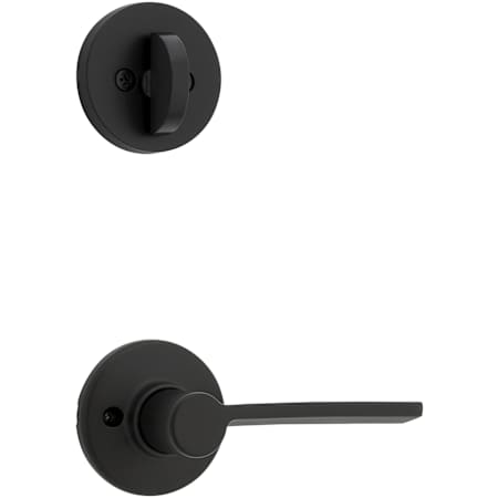 Kwikset Ladera Right Handed Lever Single Cylinder Interior Pack with Round Rose for Handlesets Matte Black