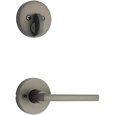 Kwikset Halifax Lever Keyed Entry Handleset Interior Pack with Round Rose Gun Metal