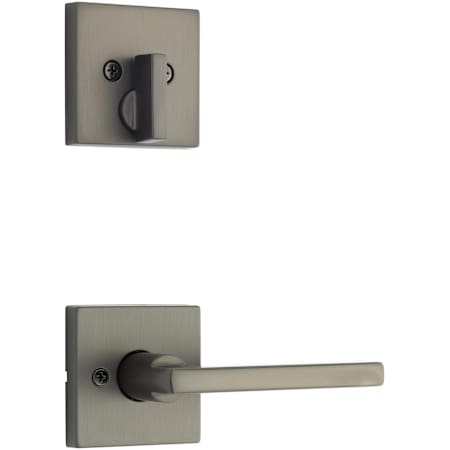 Kwikset Halifax Lever Keyed Entry Handleset Interior Pack with Square Rose Gun Metal