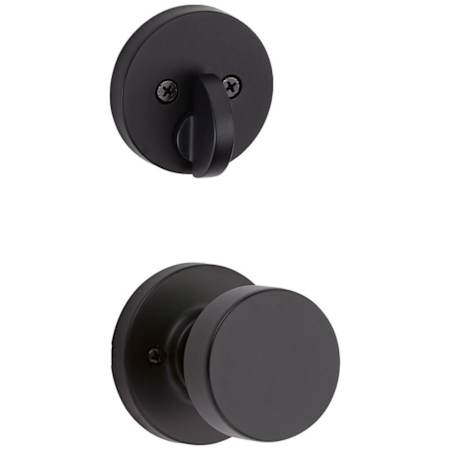 Kwikset Pismo Knob Keyed Entry Handleset Interior Pack with Round Rose Matte Black