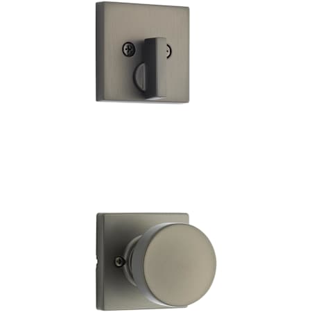 Kwikset Pismo Knob Keyed Entry Handleset Interior Pack with Square Rose Gun Metal