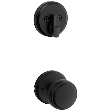 Kwikset Sora Knob Keyed Entry Handleset Interior Pack with Round Rose Matte Black