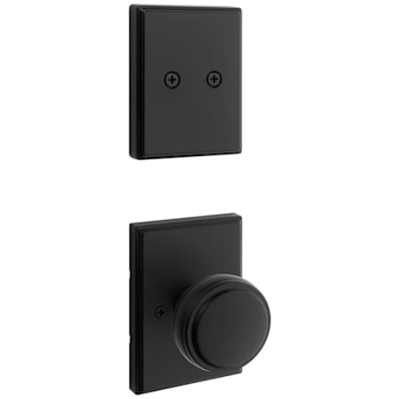 Kwikset Sora Knob Dummy Handleset Interior Pack with Rectangle Rose Matte Black