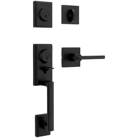 Kwikset Peralta Sectional Keyed Entry Handleset with Halifax Interior Lever Matte Black