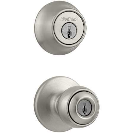 Kwikset Polo Keyed Single Cylinder Knobset and Deadbolt Combo Pack Satin Nickel