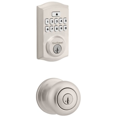 Kwikset Juno Keyed Entry Knob Set and Electronic Keyless Entry Deadbolt Combo Pack with SmartKey from the SmartCode Deadbolts Touchpad Collection Satin Nickel