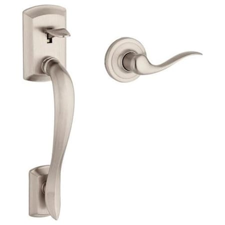 Kwikset Clear Pack Avalon Passage Handleset with Tustin Lever Trim with No Deadbolt with RCAL Latch and RCS Strike Satin Nickel