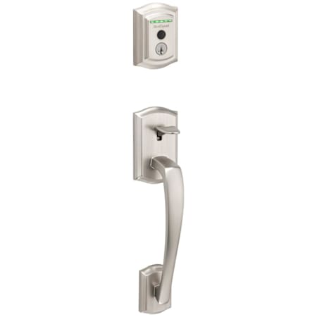 Kwikset Prescott Sectional Electronic Keyless Entry Handleset with Tustin Interior Lever and SmartKey Satin Nickel