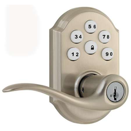 Kwikset Tustin Electronic Keyless Keypad Door Lever Set with Z-Wave Technology Satin Nickel