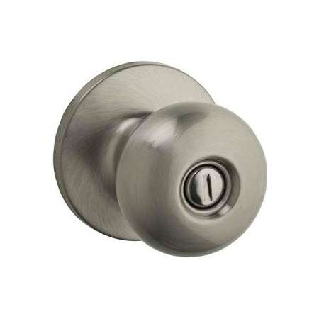 Kwikset Safe Lock by Kwikset Athens Privacy Door Knob Set with Round Rose Satin Nickel