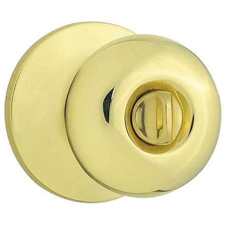 Kwikset Safe Lock by Kwikset Athens Privacy Door Knob Set with Round Rose Bright Brass
