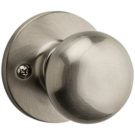 Kwikset Athens Non-Turning One-Sided Dummy Door Knob with Round Rose from the Safe Lock Collection Satin Nickel