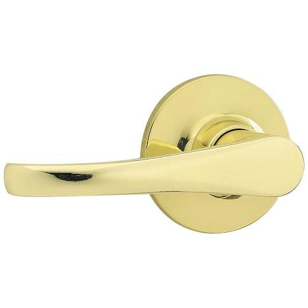 Kwikset Grapevine Passage Door Lever Set with Round Rose from the Safe Lock Collection Bright Brass