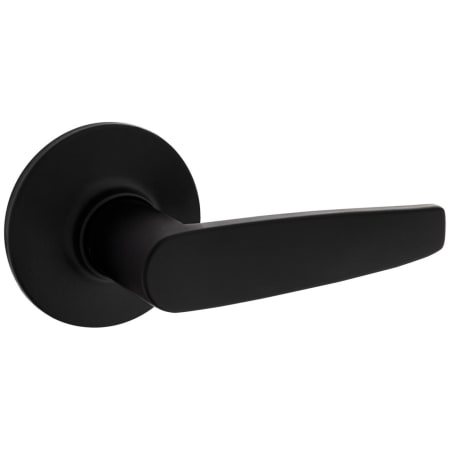 Kwikset Winston Passage Door Lever Set with Round Rose from the Safe Lock Collection Matte Black