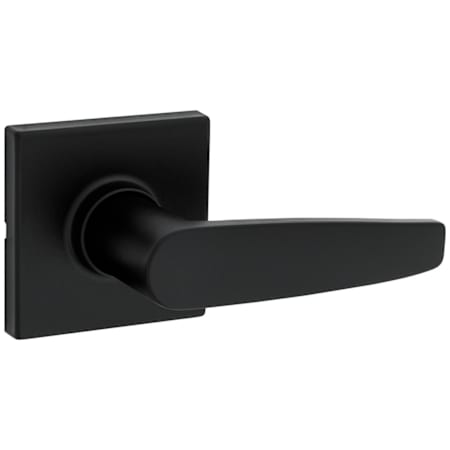 Kwikset Winston Passage Door Lever Set with Square Rose from the Safe Lock Collection Matte Black
