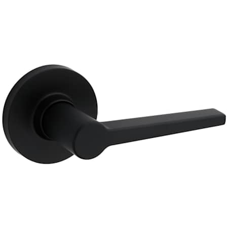 Kwikset Daylon Passage Door Lever Set with Round Rose from the Safe Lock Collection Matte Black