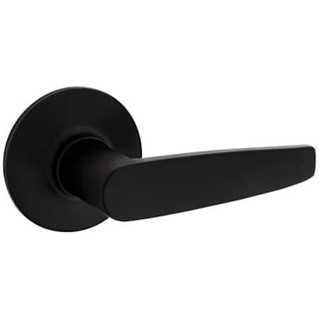 Kwikset Winston Passage Door Lever Set with Round Rose from the Safe Lock Collection Matte Black