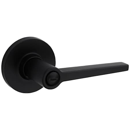 Kwikset Daylon Privacy Door Lever Set with Round Rose from the Safe Lock Collection Matte Black
