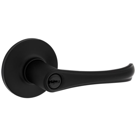 Kwikset Grapevine Single Cylinder Keyed Entry Door Lever Set with Round Rose from the Safe Lock Collection Matte Black
