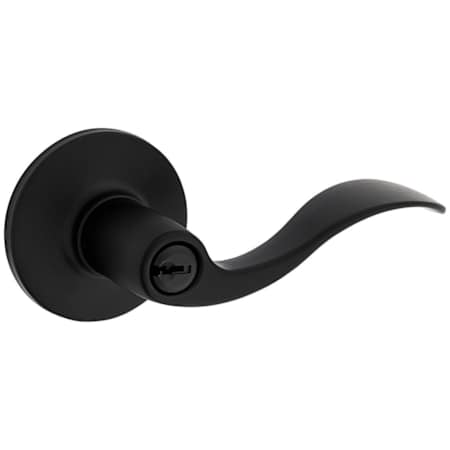Kwikset Layton Single Cylinder Keyed Entry Door Lever Set with Round Rose from the Safe Lock Collection Matte Black