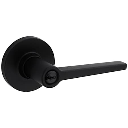 Kwikset Daylon Single Cylinder Keyed Entry Door Lever Set with Round Rose from the Safe Lock Collection Matte Black