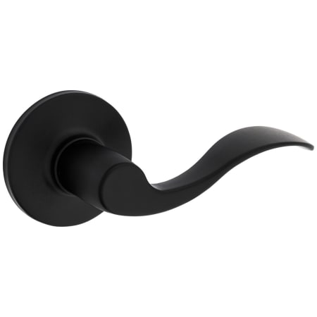 Kwikset Layton Right Handed Non-Turning One-Sided Dummy Door Lever with Round Rose from the Safe Lock Collection Matte Black
